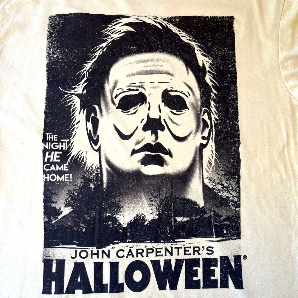 GRAPHIC TEE Halloween Michael Myers Horror Light Gray Unisex NWT